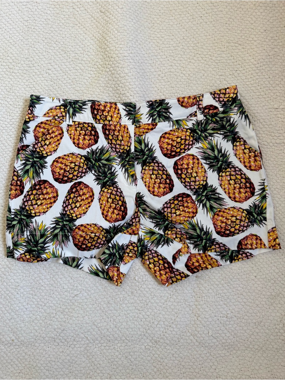 NICOLE White Pineapple Cotton Print Shorts